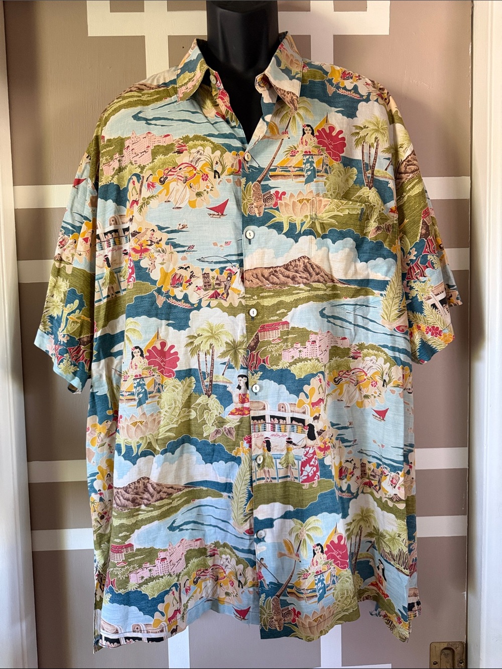 Tori Richard Boat Day Aloha Cotton Lawn Aloha Shirt, LIKE NEW CONDITION Sz 3XLT